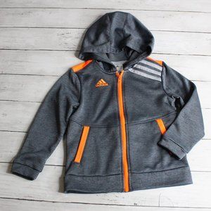 Adidas Boy's Athletic Performance Track Jacket Size 3T Gray Orange Hooded